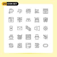 Universal Icon Symbols Group of 25 Modern Lines of money box fund play data analytics Editable Vector Design Elements