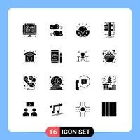 Set of 16 Modern UI Icons Symbols Signs for measurement calipers agriculture caliper garden Editable Vector Design Elements