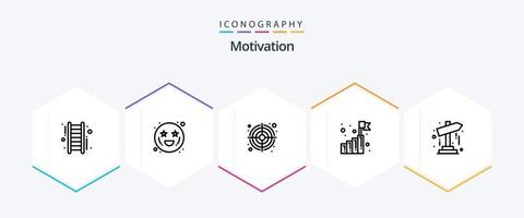 Motivation 25 Line icon pack including pointer. direction. bulls eye. success goal. growth vector