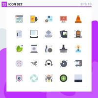Pack of 25 Modern Flat Colors Signs and Symbols for Web Print Media such as cone wifi design computer premium quality Editable Vector Design Elements