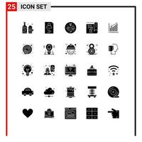 Modern Set of 25 Solid Glyphs and symbols such as diagram analytics food graph report Editable Vector Design Elements
