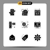 9 Creative Icons Modern Signs and Symbols of dessert video camera internet video camcorder Editable Vector Design Elements