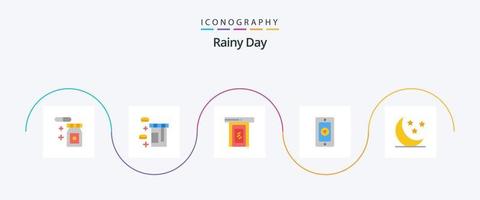 Rainy Flat 5 Icon Pack Including . weather. door. cloud. rainy vector