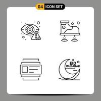 Group of 4 Filledline Flat Colors Signs and Symbols for crime cards eye wifi users Editable Vector Design Elements