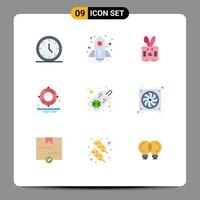 Set of 9 Modern UI Icons Symbols Signs for four leaf clover tag bynny park lifesaver Editable Vector Design Elements