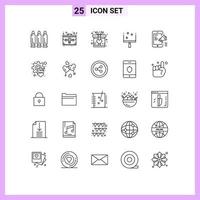 Modern Set of 25 Lines Pictograph of media advertisement portfolio sweep broom Editable Vector Design Elements
