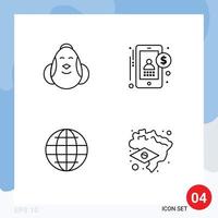 Modern Set of 4 Filledline Flat Colors and symbols such as egg world baby accounting internet Editable Vector Design Elements