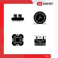 4 User Interface Solid Glyph Pack of modern Signs and Symbols of belt help factory interior outline Editable Vector Design Elements