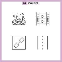 4 Universal Filledline Flat Colors Set for Web and Mobile Applications bicycle connect gym movie driveway Editable Vector Design Elements