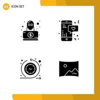 Pack of 4 Modern Solid Glyphs Signs and Symbols for Web Print Media such as detective regular robbery chat time process Editable Vector Design Elements