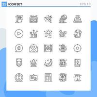 Mobile Interface Line Set of 25 Pictograms of software disc sale cd origami Editable Vector Design Elements