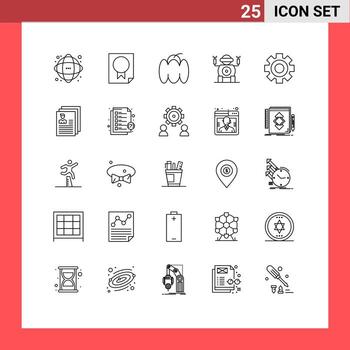 paquete de líneas vectoriales editables de 25 líneas simples de tecnología cog papel robot pimienta elementos de diseño vectorial editables vector