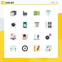 Group of 16 Modern Flat Colors Set for finance business factory soccer game Editable Pack of Creative Vector Design Elements