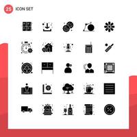 Set of 25 Modern UI Icons Symbols Signs for decoration flower biscuit wheel transport Editable Vector Design Elements