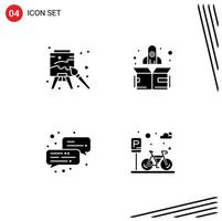 Set of 4 Vector Solid Glyphs on Grid for easel office paint up park Editable Vector Design Elements