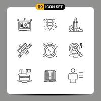 Stock Vector Icon Pack of 9 Line Signs and Symbols for transmitter radio bomb broadcasting political Editable Vector Design Elements