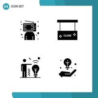 Set of Vector Solid Glyphs on Grid for blogger business online board bulb Editable Vector Design Elements