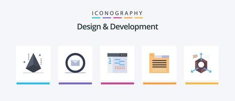 Design and Development Flat 5 Icon Pack Including web design. tabs. web. tab. page. Creative Icons Design vector