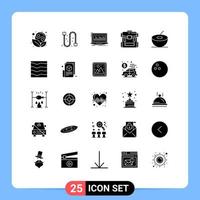 Mobile Interface Solid Glyph Set of 25 Pictograms of luggage zipper data camping stock Editable Vector Design Elements