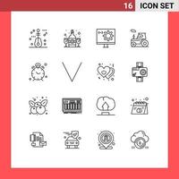 16 Thematic Vector Outlines and Editable Symbols of time truck computer transport car Editable Vector Design Elements