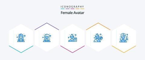 Female Avatar 25 Blue icon pack including barber. female player. scientist. basketball player. business analyst vector