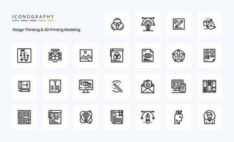 25 Design Thinking And D Printing Modeling Line icon pack vector