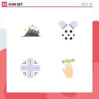 4 Thematic Vector Flat Icons and Editable Symbols of hill map mountain medical technology Editable Vector Design Elements
