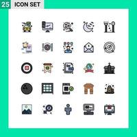 Modern Set of 25 Filled line Flat Colors and symbols such as fork sign server moon search engine Editable Vector Design Elements