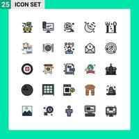 Modern Set of 25 Filled line Flat Colors and symbols such as fork sign server moon search engine Editable Vector Design Elements