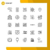 Pictogram Set of 25 Simple Lines of link connection mobile atom graph Editable Vector Design Elements