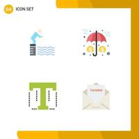 4 Thematic Vector Flat Icons and Editable Symbols of diving protection pool insurance text Editable Vector Design Elements