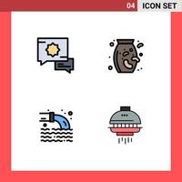 Mobile Interface Filledline Flat Color Set of 4 Pictograms of islamic sewage nuts pipe shuttle Editable Vector Design Elements