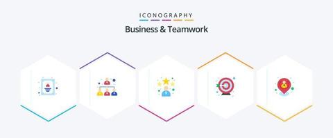 Business And Teamwork 25 Flat icon pack including location. hr. bookmark. employee. goal vector