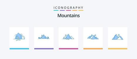 paquete de iconos de 5 montañas azules que incluye la naturaleza. Cerro. naturaleza. sol. Cerro. diseño de iconos creativos vector