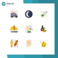 Set of 9 Modern UI Icons Symbols Signs for opinion creative tag brain boat Editable Vector Design Elements