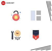 Modern Set of 4 Flat Icons Pictograph of bank options security image settings Editable Vector Design Elements