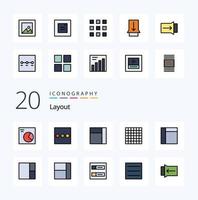 20 Layout Line Filled Color icon Pack like window layout grid photo image vector