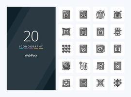 20 Web Pack Outline icon for presentation vector