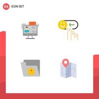 Set of 4 Modern UI Icons Symbols Signs for chat rating dialog emotion home Editable Vector Design Elements