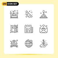 Modern Set of 9 Outlines Pictograph of news news search blog book Editable Vector Design Elements