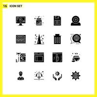 16 Universal Solid Glyph Signs Symbols of hardware devices savings computers sd card Editable Vector Design Elements