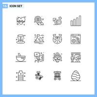 Modern Set of 16 Outlines and symbols such as drink user gender signal analytic Editable Vector Design Elements