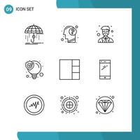 Modern Set of 9 Outlines Pictograph of solution seo human idea professor Editable Vector Design Elements