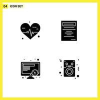 4 Thematic Vector Solid Glyphs and Editable Symbols of heart audio book schedule ipod Editable Vector Design Elements