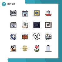 Set of 16 Modern UI Icons Symbols Signs for vessel ship programming sail hardware Editable Creative Vector Design Elements