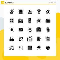 Editable Vector Line Pack of 25 Simple Solid Glyphs of reward price day award wrench Editable Vector Design Elements