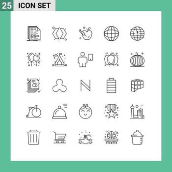 25 Line concept for Websites Mobile and Apps blockchain future of money right globe education Editable Vector Design Elements