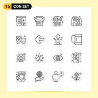 Outline Pack of 16 Universal Symbols of roles scheme bus plan apartment Editable Vector Design Elements