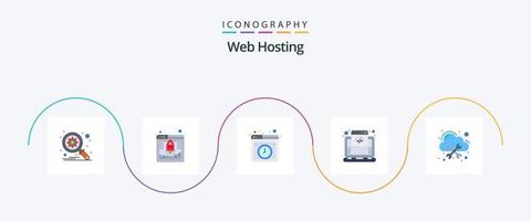 Web Hosting Flat 5 Icon Pack Including . hosting. cloud. hosting vector