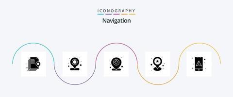 paquete de iconos de glifo de navegación 5 que incluye móvil. GPS. agregar. marcador. favorito vector